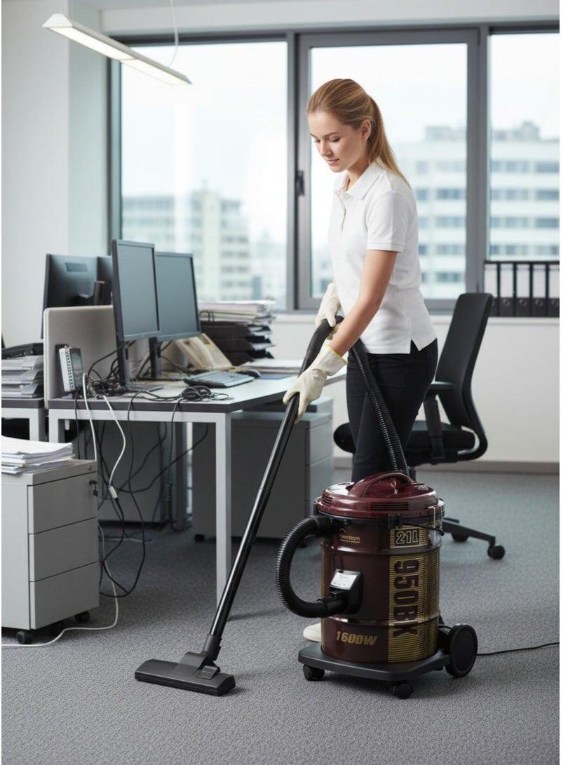 Homitron Vacuum Cleaner, 21L Dust Capacity, Metal Body, Low Noise, Telescopic Tube, Dust Full Indicator, Convenient Handle, 1600W HDV-21L - Image 1